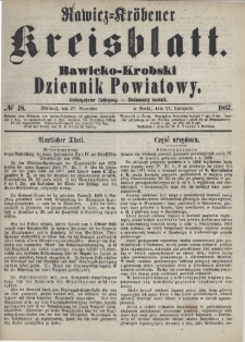 Rawicko-Krobski Dziennik Powiatowy. 1867.11.27 R. 17 Nr 48