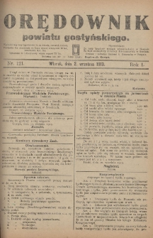Orędownik Powiatu Gostyńskiego 1919.09.02 R.1 Nr 121