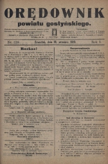 Orędownik Powiatu Gostyńskiego 1919.09.18 R.1 Nr 128