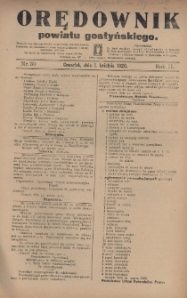 Orędownik Powiatu Gostyńskiego 1920.04.01 R.2 Nr 39