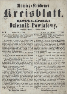 Rawicko-Krobski Dziennik Powiatowy. 1865.01.04 R. 15 Nr 1