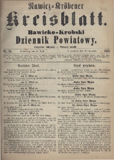 Rawicko-Krobski Dziennik Powiatowy. 1865.04.20 R. 15 Nr 16