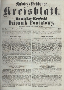 Rawicko-Krobski Dziennik Powiatowy. 1865.05.03 R. 15 Nr 18