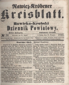 Rawicko-Krobski Dziennik powiatowy. 1861.08.21 R. 11 Nr 34