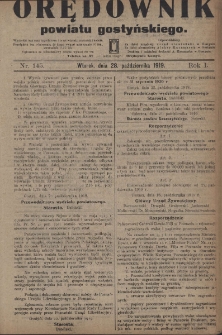 Orędownik Powiatu Gostyńskiego 1919.10.28 R.1 Nr 145