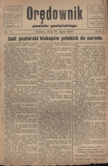 Orędownik Powiatu Gostyńskiego 1920.07.10 R.2 Nr 77