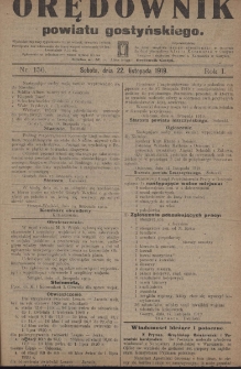 Orędownik Powiatu Gostyńskiego 1919.11.22 R.1 Nr 156