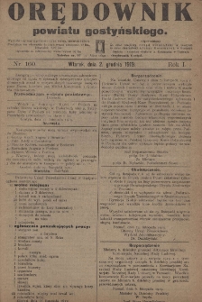 Orędownik Powiatu Gostyńskiego 1919.12.02 R.1 Nr 160