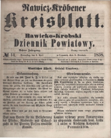 Rawicko-Krobski Dziennik Powiatowy. 1858.04.08 R. 8 Nr 14