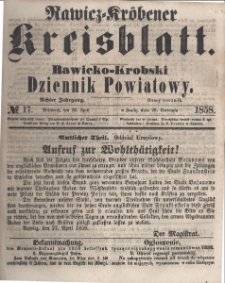 Rawicko-Krobski Dziennik Powiatowy. 1858.04.28 R. 8 Nr 17