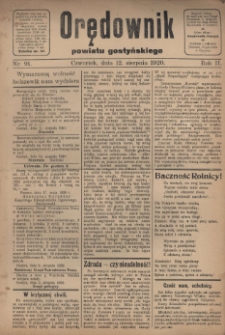 Orędownik Powiatu Gostyńskiego 1920.08.12 R.2 Nr 91