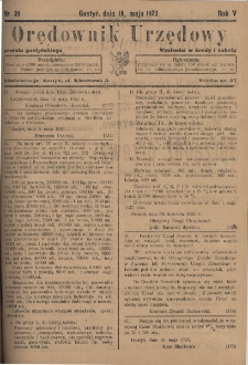 Orędownik Urzędowy Powiatu Gostyńskiego 1923.05.19 R.5 Nr 39