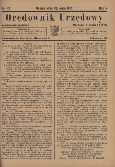 Orędownik Urzędowy Powiatu Gostyńskiego 1923.05.30 R.5 Nr 42
