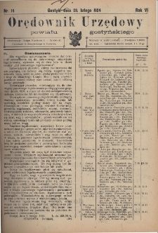 Orędownik Urzędowy Powiatu Gostyńskiego 1924.02.20 R.6 Nr 14