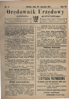 Orędownik Urzędowy Powiatu Gostyńskiego 1925.01.28 R. 7 Nr 8