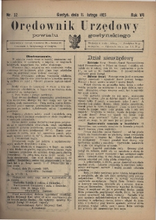 Orędownik Urzędowy Powiatu Gostyńskiego 1925.02.11 R. 7 Nr 12
