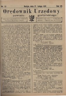 Orędownik Urzędowy Powiatu Gostyńskiego 1925.02.21 R. 7 Nr 15