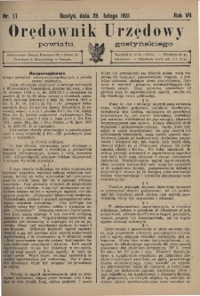 Orędownik Urzędowy Powiatu Gostyńskiego 1925.02.28 R. 7 Nr 17