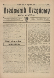 Orędownik Urzędowy Powiatu Gostyńskiego 1927.01.15 R.9 Nr 5
