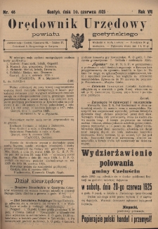 Orędownik Urzędowy Powiatu Gostyńskiego 1925.06.10 R. 7 Nr 46