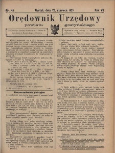 Orędownik Urzędowy Powiatu Gostyńskiego 1925.06.20 R. 7 Nr 49