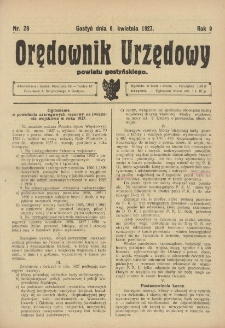 Orędownik Urzędowy Powiatu Gostyńskiego 1927.04.06 R.9 Nr 28