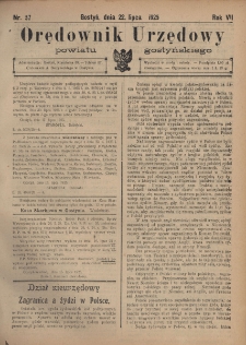 Orędownik Urzędowy Powiatu Gostyńskiego 1925.07.22 R. 7 Nr 57a