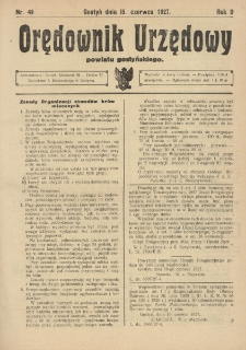 Orędownik Urzędowy Powiatu Gostyńskiego 1927.06.15 R.9 Nr 49
