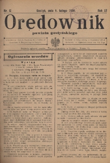 Orędownik Powiatu Gostyńskiego 1930.02.08 R. 12 Nr 12