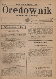 Orędownik Powiatu Gostyńskiego 1930.08.09 R. 12 Nr 64