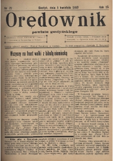 Orędownik Powiatu Gostyńskiego 1933.04.05 R. 15 Nr 27