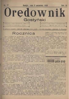 Orędownik Gostyński 1933.09.09 R. 15 Nr 72