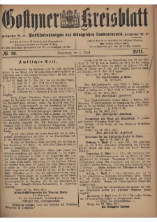Gostyner Kreisblatt 1911.04.01 Nr 26