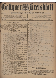 Gostyner Kreisblatt 1911.04.05 Nr 27