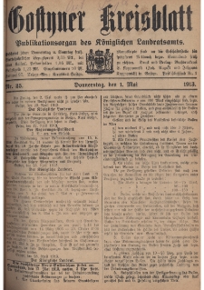 Gostyner Kreisblatt 1913.05.01 Nr 35