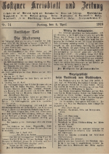 Gostyner Kreisblatt und Zeitung 1918.04.05 Nr 74