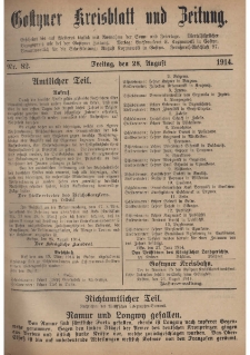 Gostyner Kreisblat und Zeitung 1914.08.28 Nr 82