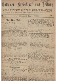 Gostyner Kreisblatt und Zeitung 1916.01.01 Nr 1