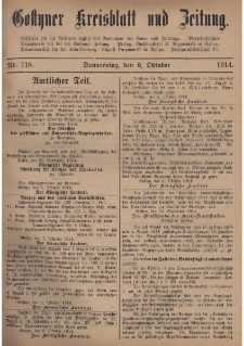 Gostyner Kreisblat und Zeitung 1914.10.08 Nr 118
