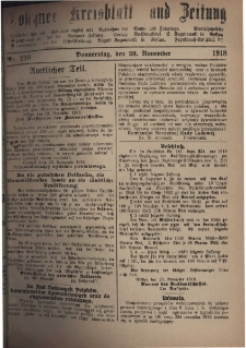 Gostyner Kreisblatt und Zeitung 1918.11.28 Nr 270