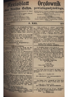 Gostyner Kreisblatt und Zeitung 1918.12.07 Nr 278
