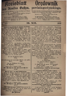 Gostyner Kreisblatt und Zeitung 1918.12.12 Nr 282