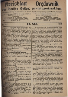 Gostyner Kreisblatt und Zeitung 1918.12.14 Nr 284