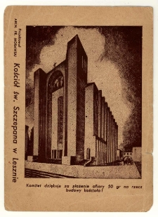 Projekt kościoła pw. św. Szczepana w Lesznie, lata 1936 &ndash; 1939