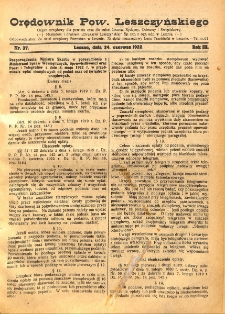 Orędownik Powiatu Leszczyńskiego 1922.06.24 R.3 Nr 37