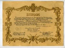 Nadanie Aleksandrowi Pacewiczowi dyplomu XX lecia Odznaki Krzyża Zbrojnego Czynu, 1938 r.