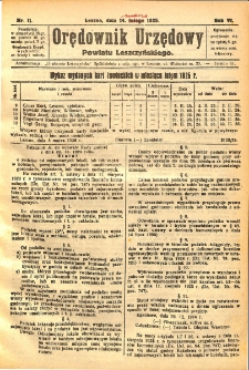 Orędownik Urzędowy Powiatu Leszczyńskiego 1925.03.14 R.6 Nr 11