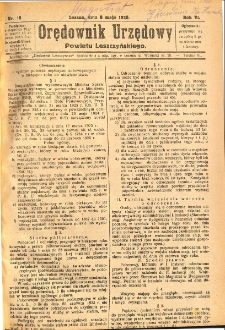 Orędownik Urzędowy Powiatu Leszczyńskiego 1925.05.06 R.6 Nr 18