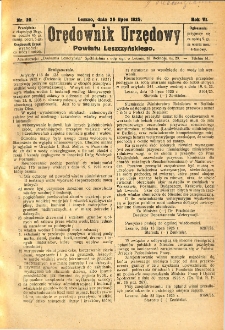Orędownik Urzędowy Powiatu Leszczyńskiego 1925.07.29 R.6 Nr 29