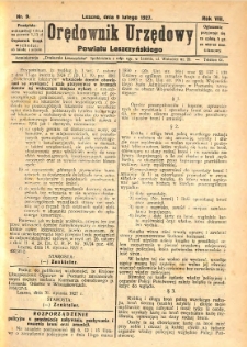 Orędownik Urzędowy Powiatu Leszczyńskiego 1927.02.09 R.8 Nr 9